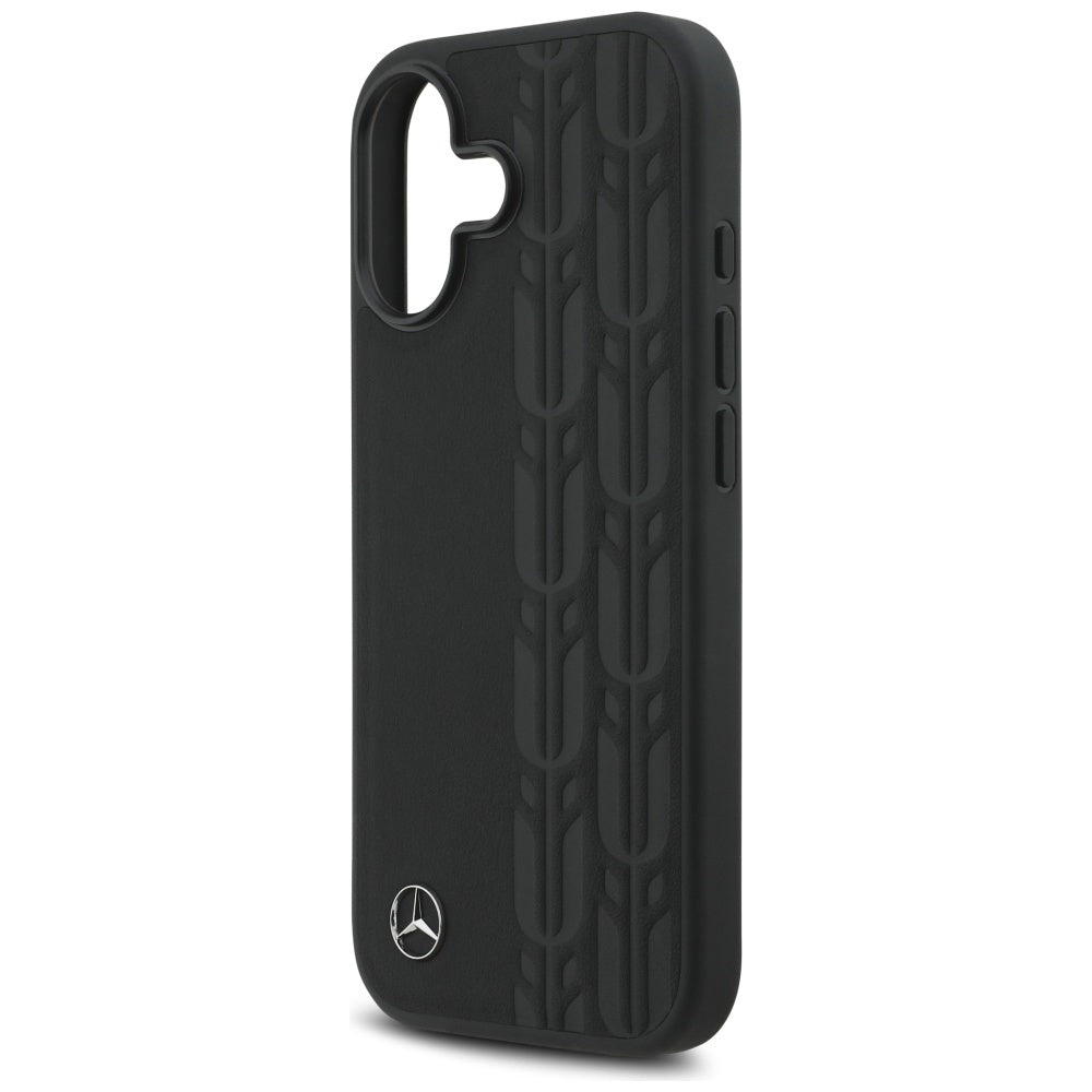 Mercedes Leather Laurel Leaves MagSafe Case for iPhone 17 - Black