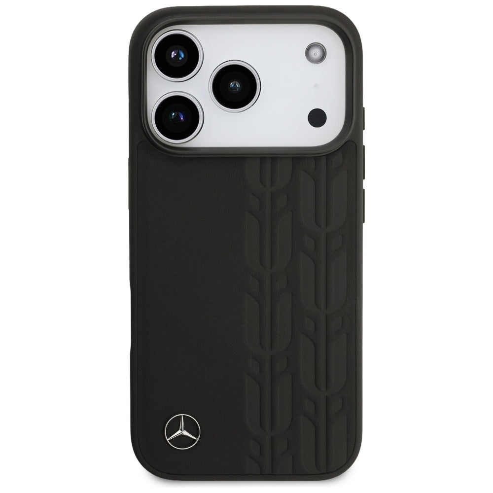Mercedes Leather Laurel Leaves MagSafe Case for iPhone 17 Pro - Black