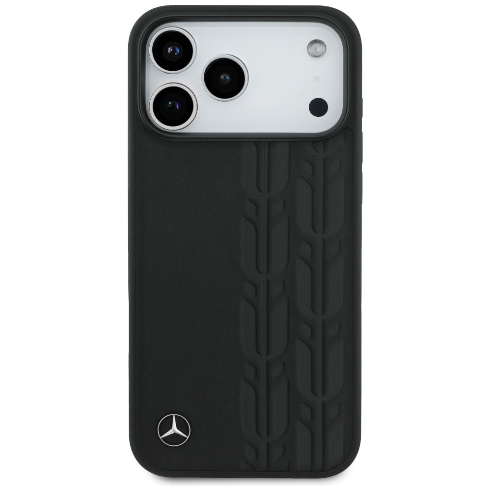 Mercedes Leather Laurel Leaves MagSafe Case for iPhone 17 Pro Max - Black
