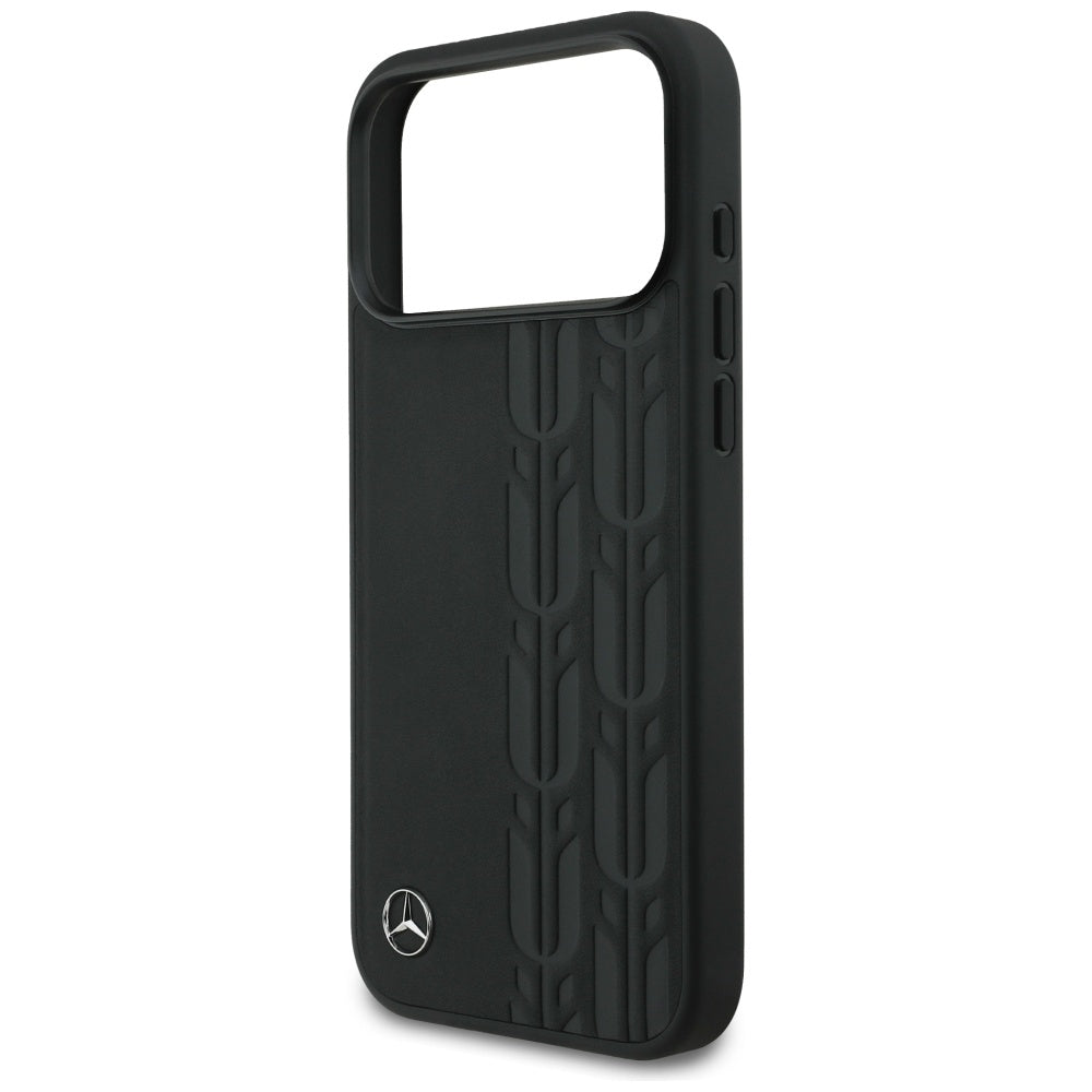 Mercedes Leather Laurel Leaves MagSafe Case for iPhone 17 Pro Max - Black