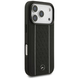 Mercedes Leather Star Pattern Stripes MagSafe Case for iPhone 17 Pro - Black