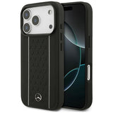 Mercedes Leather Star Pattern Stripes MagSafe Case for iPhone 17 Pro - Black
