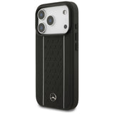 Mercedes Leather Star Pattern Stripes MagSafe Case for iPhone 17 Pro - Black