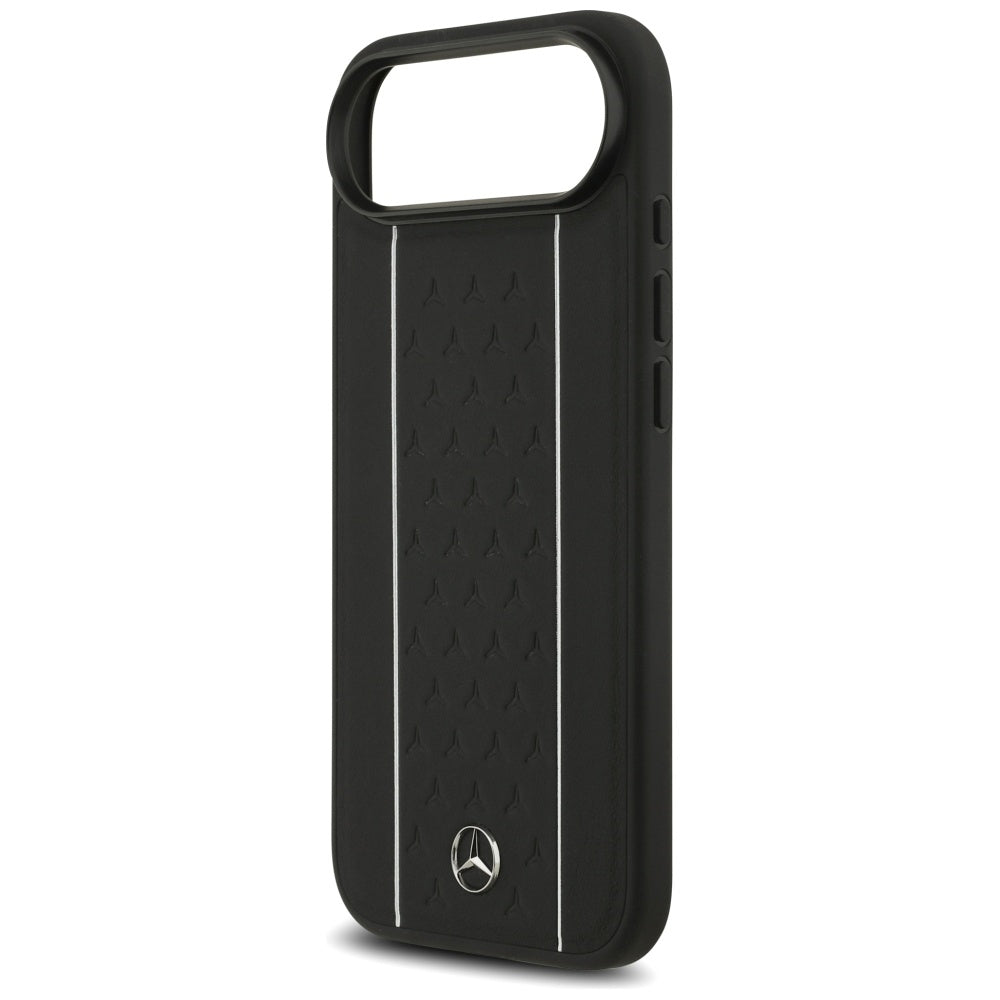 Mercedes Leather Star Pattern Stripes MagSafe case for iPhone Air - black
