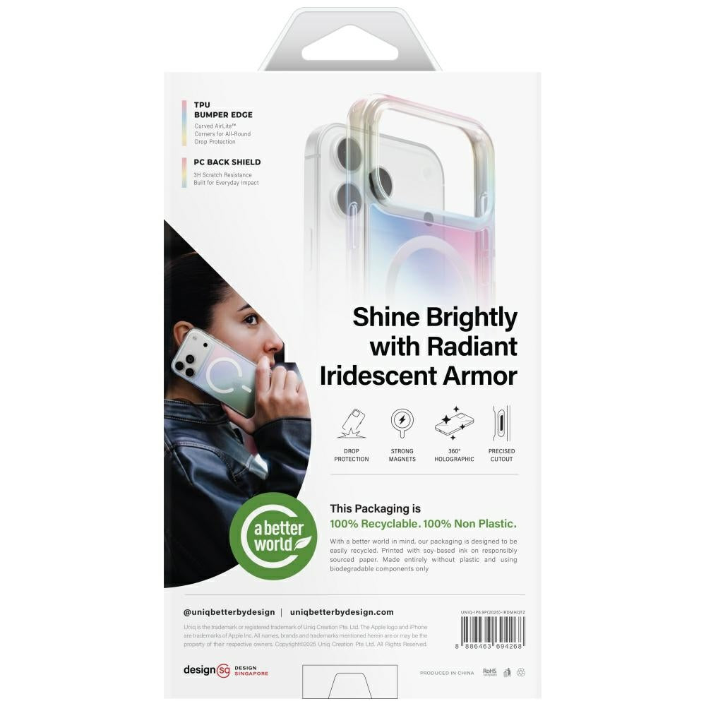 Uniq Iridescia Case til iPhone 17 Pro Max Magclick opladning - flerfarvet