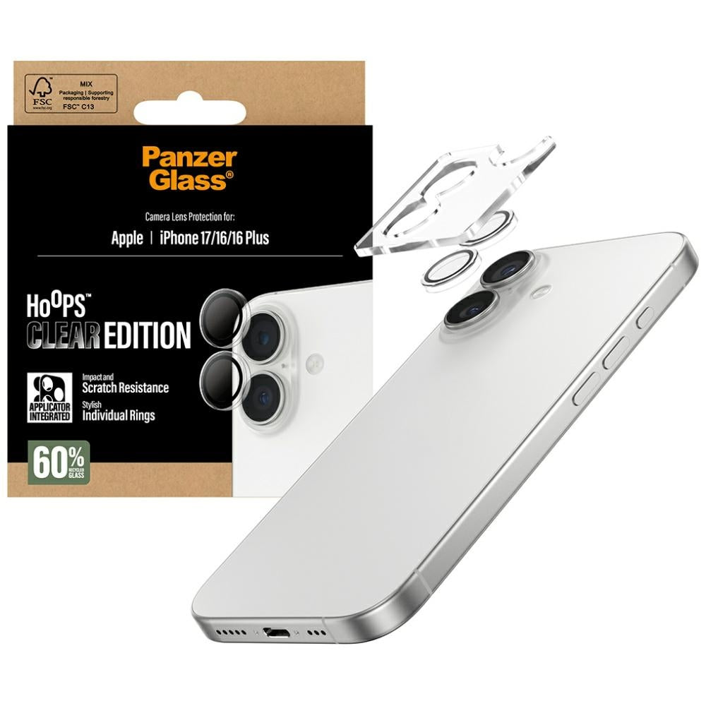 PanzerGlass Hoops Hæmmede glas lins skærmbeskytter til iPhone 16 / 16 Plus / 17