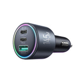 Joyroom JR-CCN07 145W Biloplader 2xUSB-C USB-A + 100W USB-C Kabel - mørkgrå