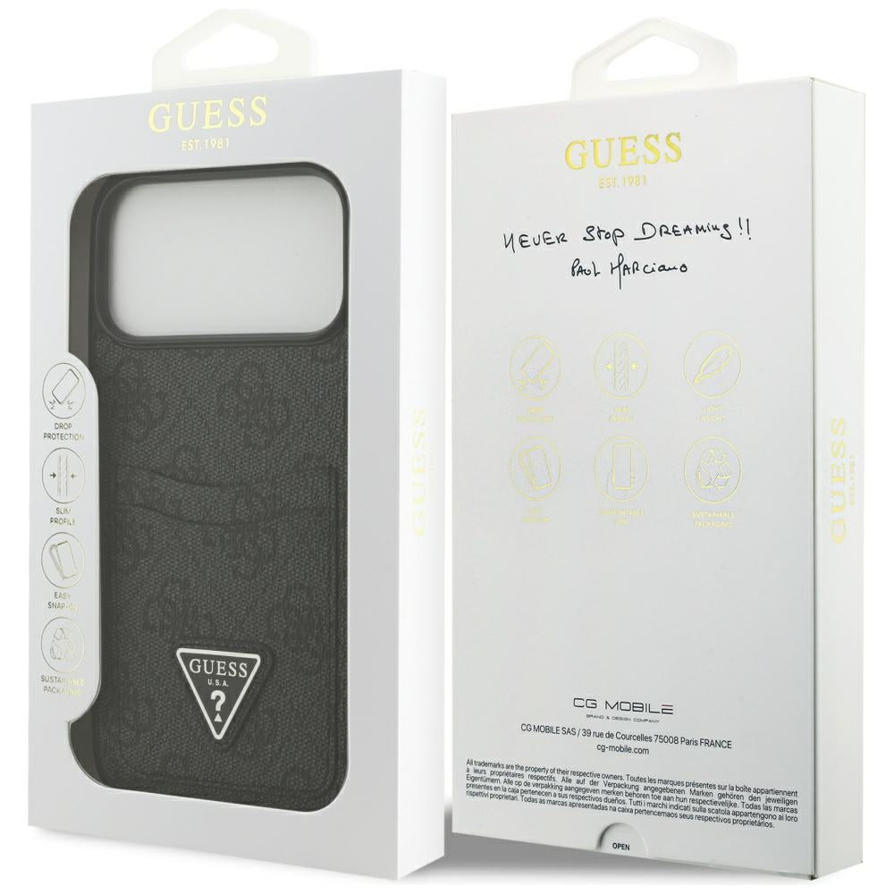 Guess 4G nauble Card Triangle case til iPhone 17 Pro Max - sort