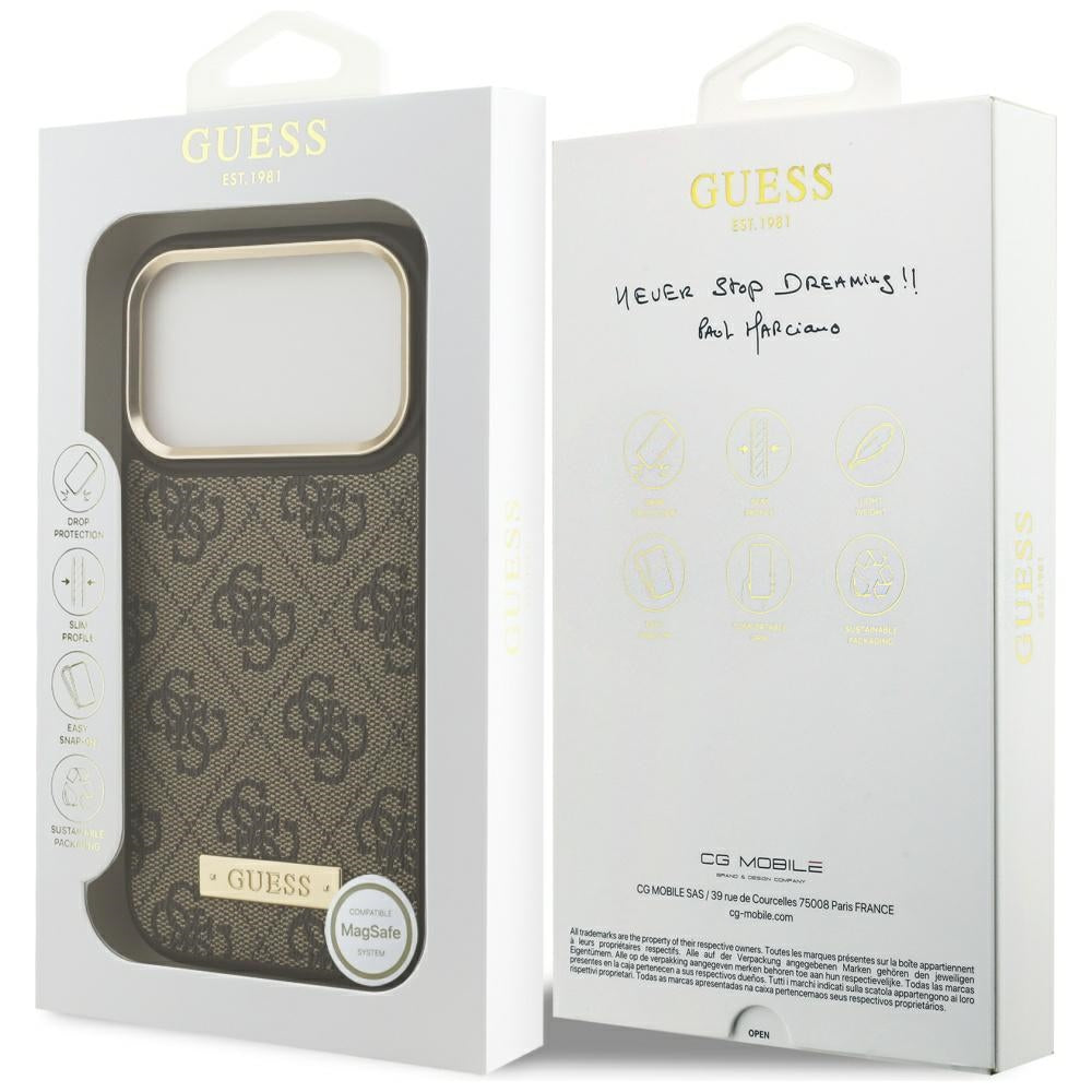 Guess 4G Logo Plate MagSafe case for iPhone 17 Pro - brown