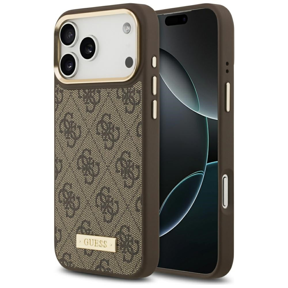 Guess 4G Logo Plate MagSafe Case for iPhone 17 Pro Max - Brown
