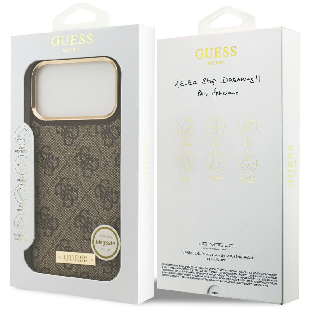Guess 4G Logo Plate MagSafe Case for iPhone 17 Pro Max - Brown