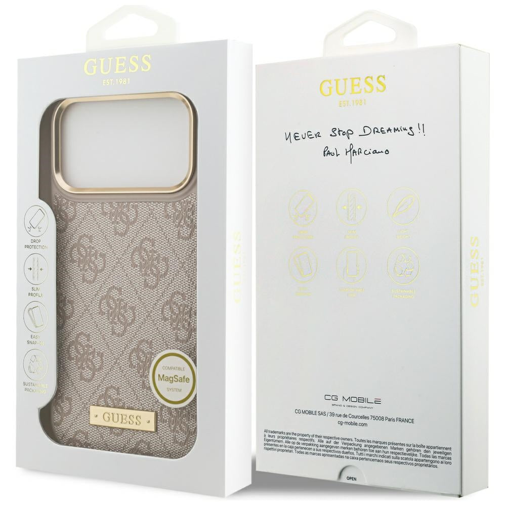 Guess 4G Logo Plate MagSafe Case for iPhone 17 Pro Max - Pink