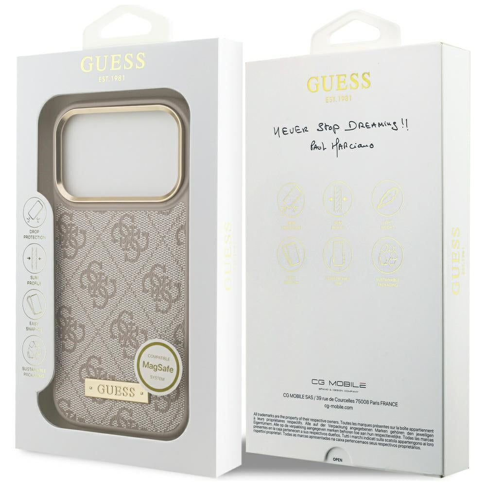 Guess 4G Logo Plate MagSafe Case for iPhone 17 Pro - Pink
