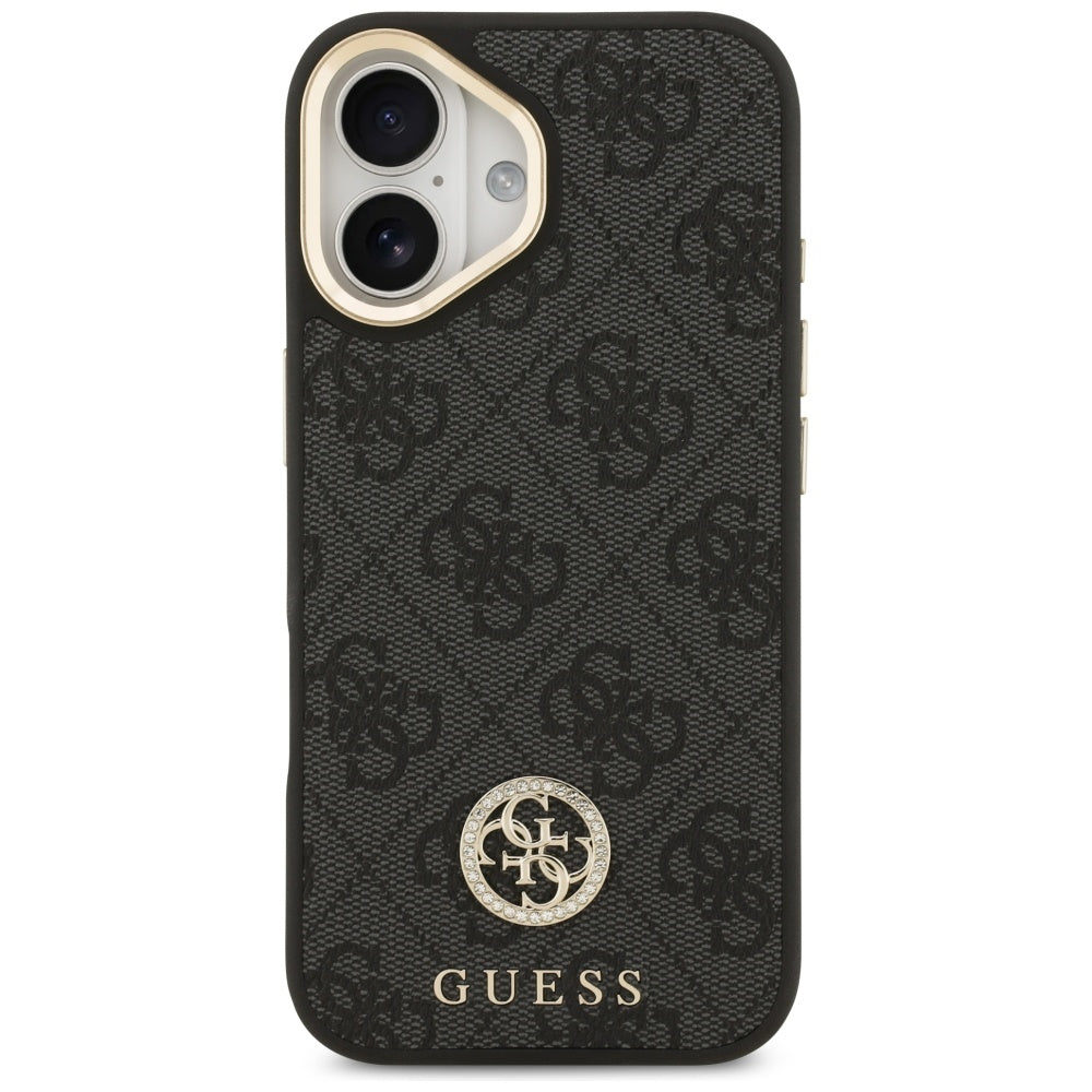 Guess 4G Strass Logo & Big Strap Metal Buttons MagSafe Case til iPhone 17 - sort