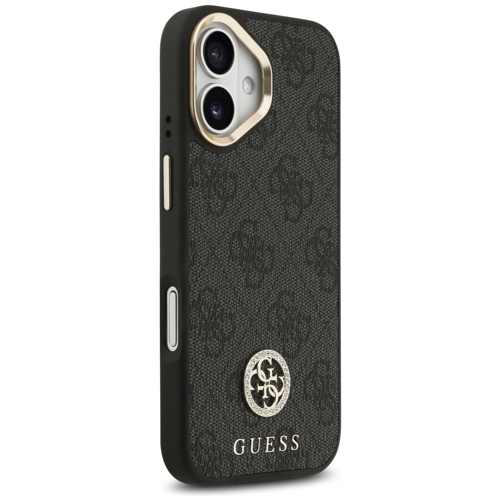 Guess 4G Strass Logo & Big Strap Metal Buttons MagSafe Case til iPhone 17 - sort