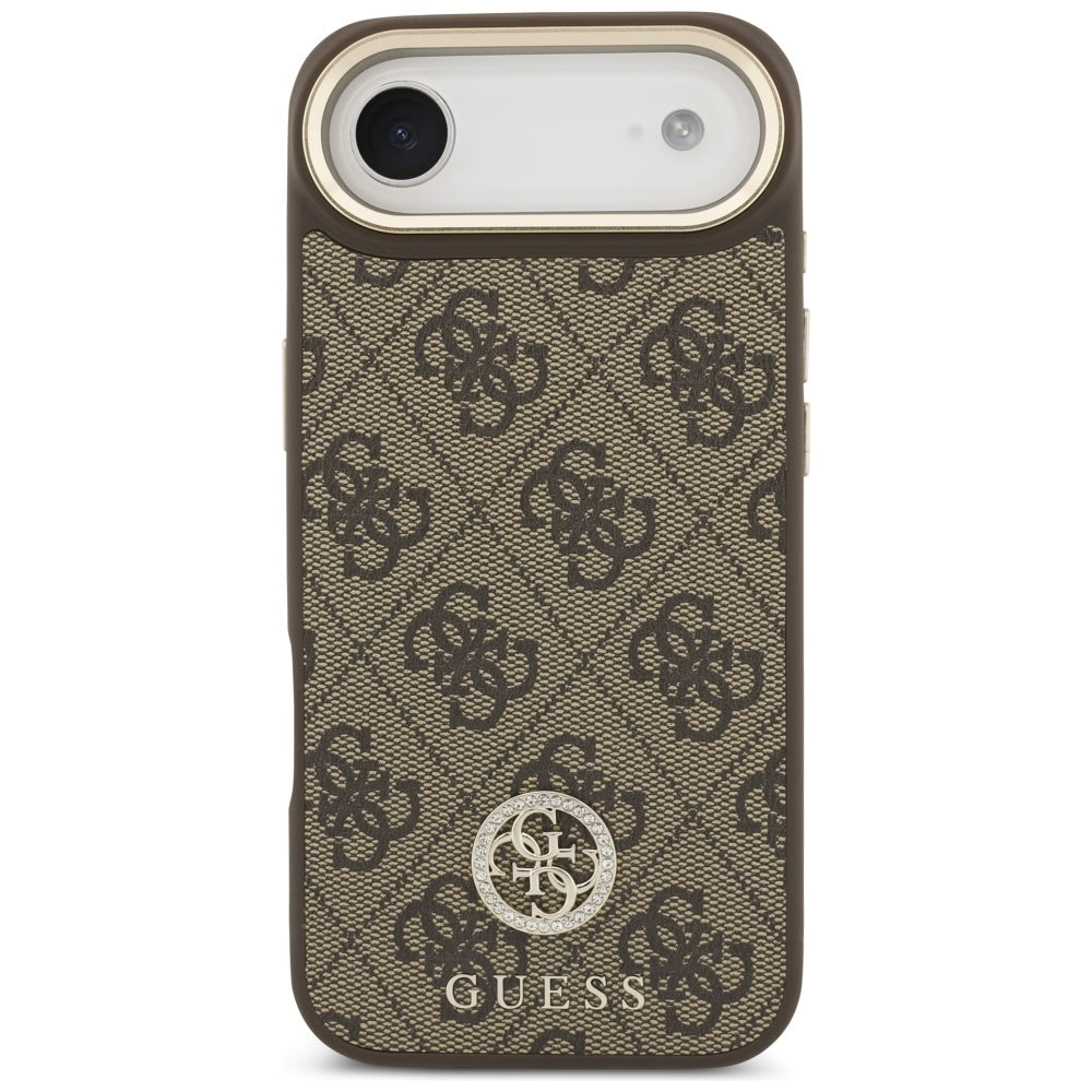 Guess 4G Strass Logo & Big Strap Metal Buttons MagSafe Case til iPhone Air - Brunt