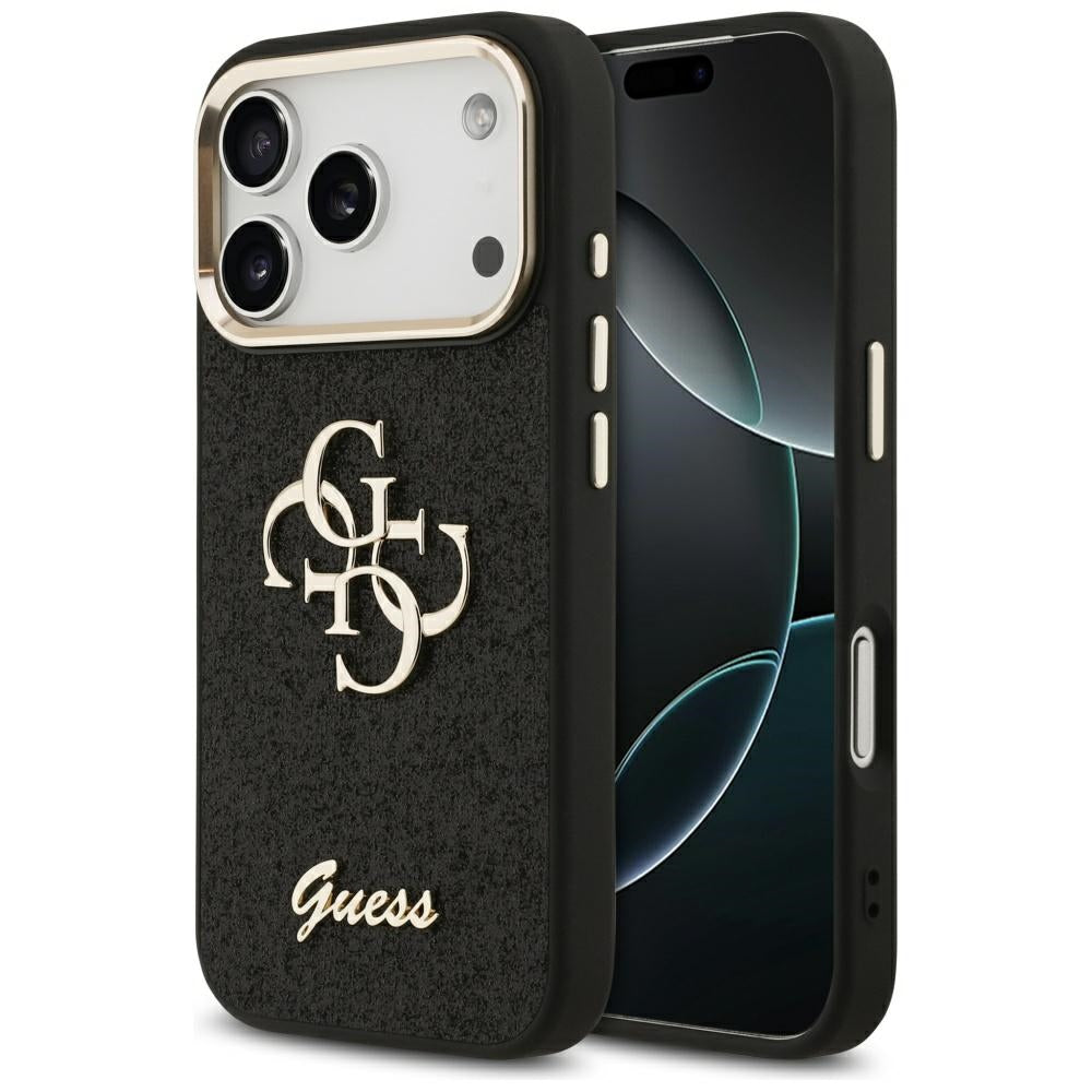 Guess Fixed Glitter Big 4G Metal Frame Case til iPhone 17 Pro - sort