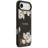 Guess Grained Flowers Classic Logo MagSafe case for iPhone Air - black
