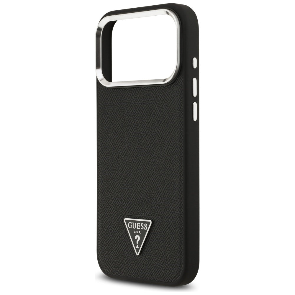 Guess Grained Triangle Logo MagSafe-fodral til iPhone 17 Pro Max - sort