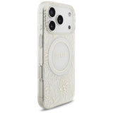 Guess IML Flowers Electro Pearl Strap MagSafe Case for iPhone 17 Pro - White