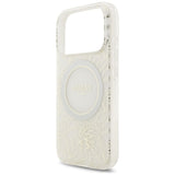 Guess IML Flowers Electro Pearl Strap MagSafe Case for iPhone 17 Pro - White