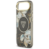 Guess IML Glitter Flowers Triangle MagSafe-kasse til iPhone Air - sort