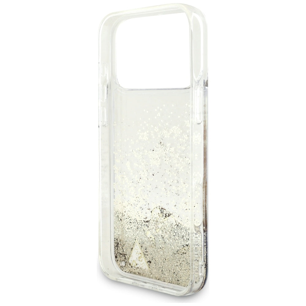 Guess Liq. Glitter 4 Charms Case til iPhone 17 Pro - Guld
