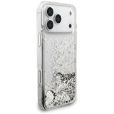Guess Liq-foder. Glitter Charms til iPhone 17 Pro Max - sølv