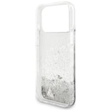 Guess Liq-foder. Glitter Charms til iPhone 17 Pro Max - sølv