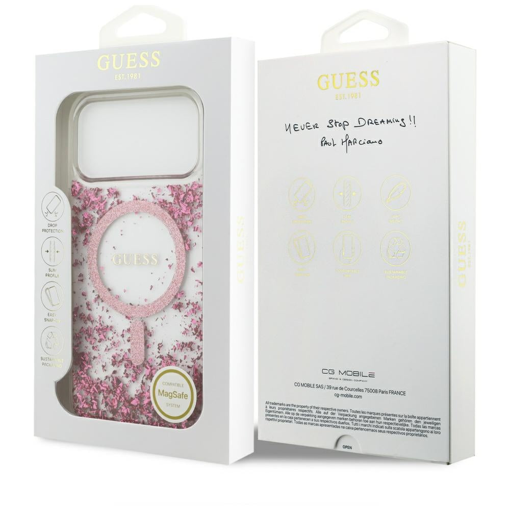 Guess Resin Bottom Glitter MagSafe Case til iPhone 17 Pro Max - Pink