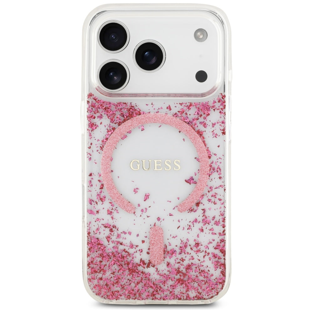Guess Resin Bottom Glitter MagSafe Case for iPhone 17 Pro - Pink