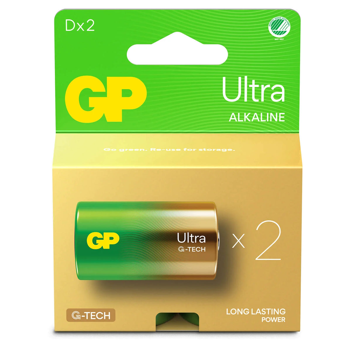 Batteri D LR20 Ultra Alkaline 2-Pak