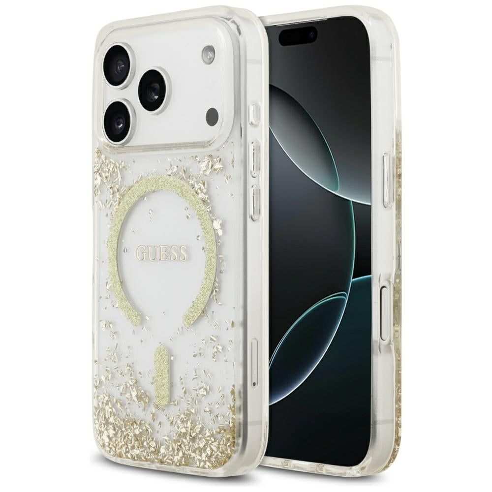 Guess Resin Bottom Glitter MagSafe Case til iPhone 17 Pro - Guld