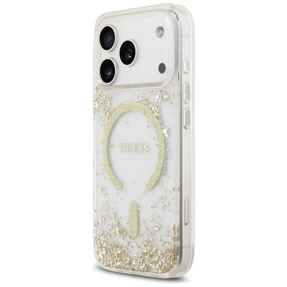 Guess Resin Bottom Glitter MagSafe Case til iPhone 17 Pro - Guld