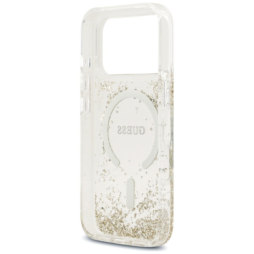 Guess Resin Bottom Glitter MagSafe Case til iPhone 17 Pro - Guld