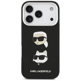 Karl Lagerfeld FW Grained Karl & Choupette Heads Pins & Logo iPhone 17 Pro Case - Black
