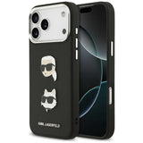 Karl Lagerfeld FW Grained Karl & Choupette Heads Pins & Logo iPhone 17 Pro Max Case - Black