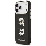 Karl Lagerfeld FW Grained Karl & Choupette Heads Pins & Logo iPhone 17 Pro Max Case - Black