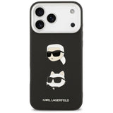 Karl Lagerfeld FW Grained Karl & Choupette Heads Pins & Logo iPhone 17 Pro Max Case - Black
