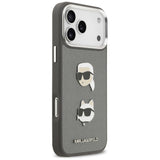 Karl Lagerfeld FW Grained Karl & Choupette Heads Pins & Logo iPhone 17 Pro Max Case - Gray