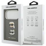 Karl Lagerfeld FW Grained Karl & Choupette Heads Pins & Logo iPhone 17 Pro Case - Gray