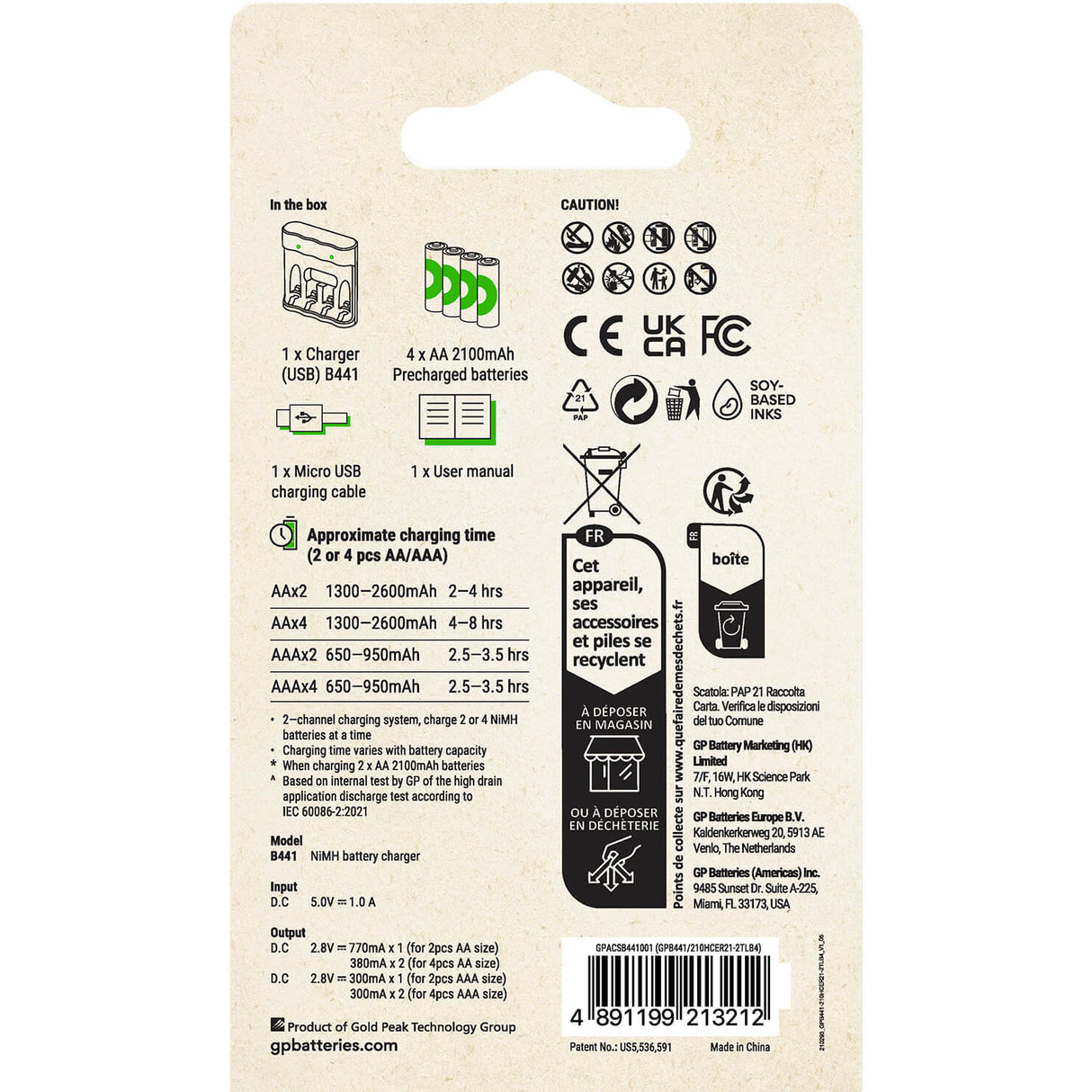 Batterioplader Everyday B441 4xAA 2100mAh