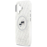 Karl Lagerfeld IML Glitter Karl & Choupette Heads Logo MagSafe iPhone 17 Case - Gray