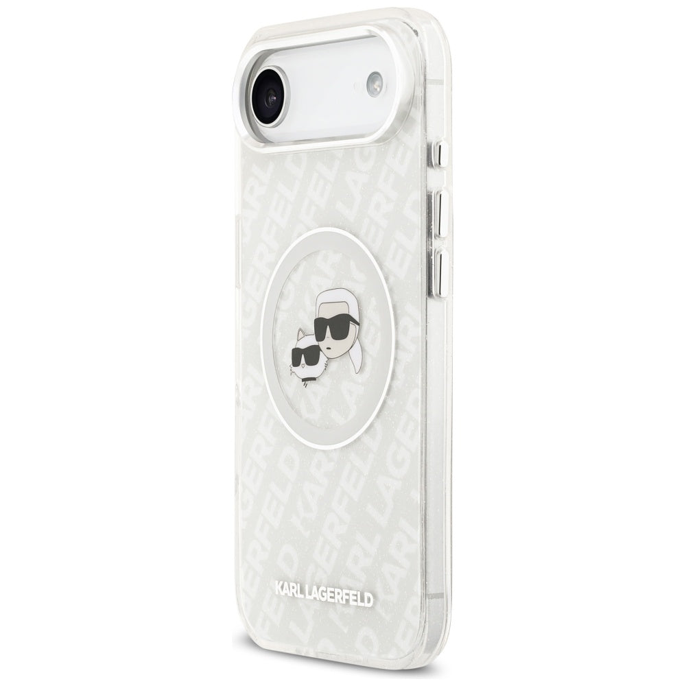 Karl Lagerfeld IML Glitter Karl&Choupette Heads Logo MagSafe Case for iPhone Air - Gray
