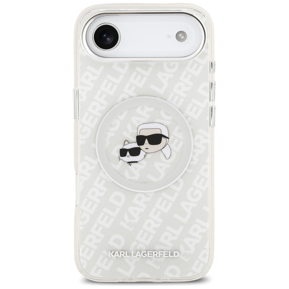 Karl Lagerfeld IML Glitter Karl&Choupette Heads Logo MagSafe Case for iPhone Air - Gray
