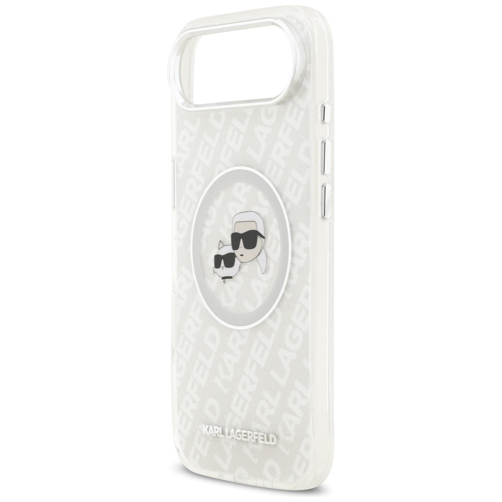 Karl Lagerfeld IML Glitter Karl&Choupette Heads Logo MagSafe Case for iPhone Air - Gray