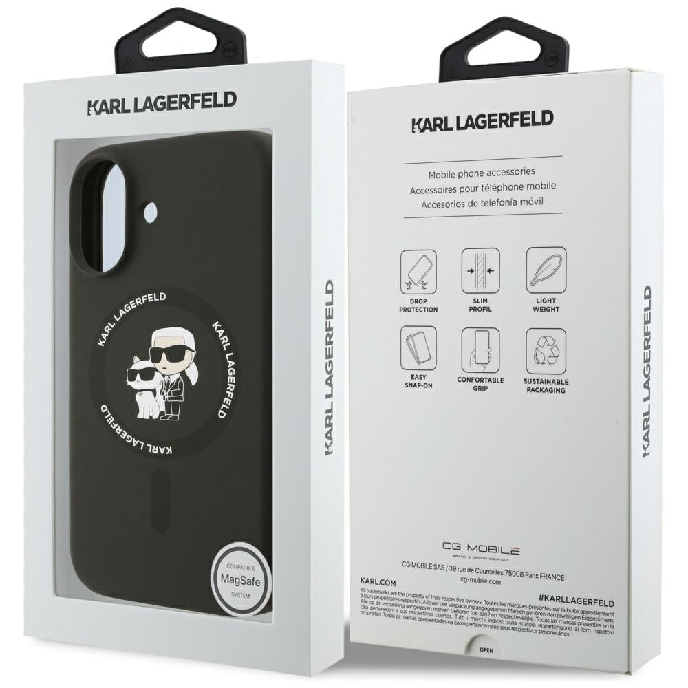 Karl Lagerfeld Silicone Karl&Choupette Ring MagSafe Case for iPhone 17 - Black