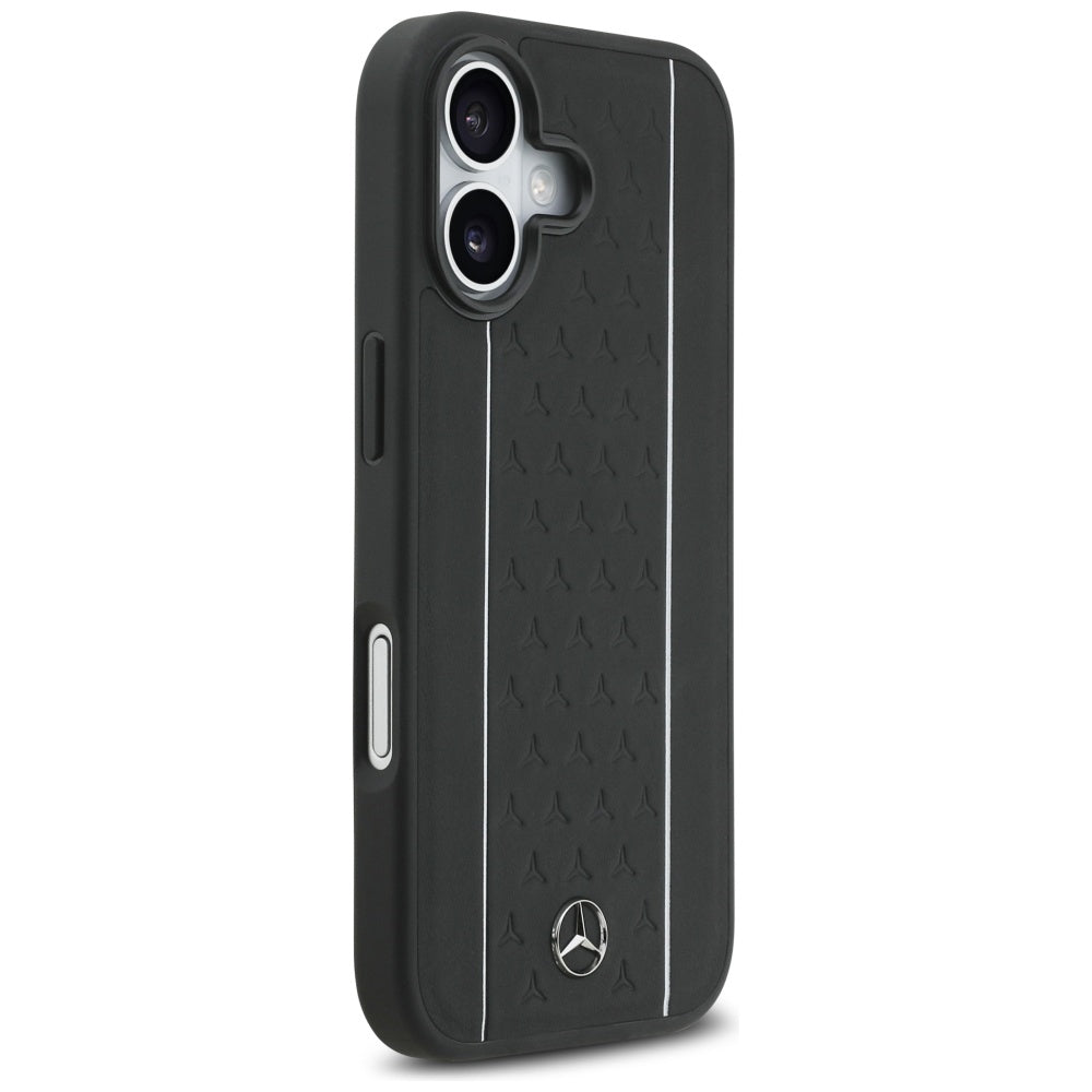 Mercedes Leather Star Pattern Stripes MagSafe case for iPhone 17 - black