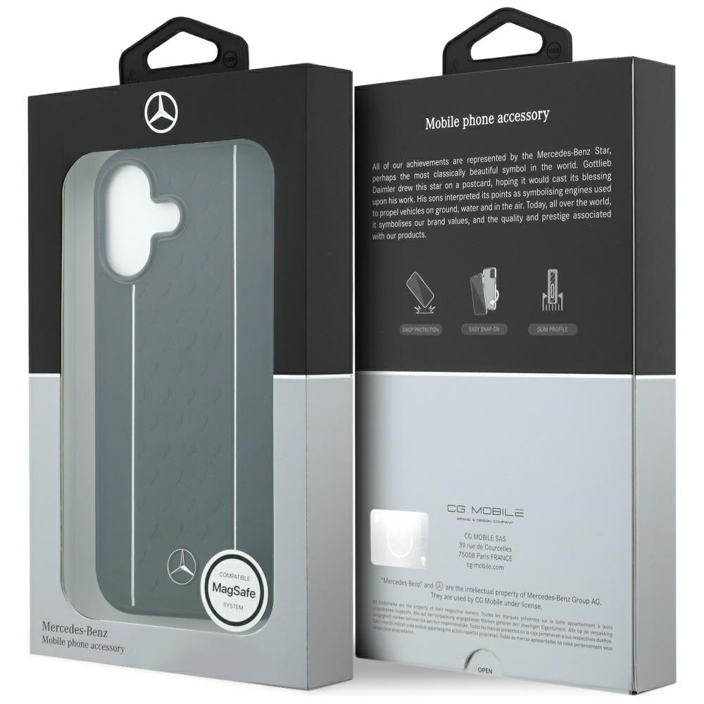 Mercedes Leather Star Pattern Stripes MagSafe case for iPhone 17 - black