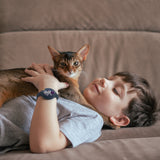 AirTag Case Silicone Armbånd til børn - Navy Blue med Astronaut